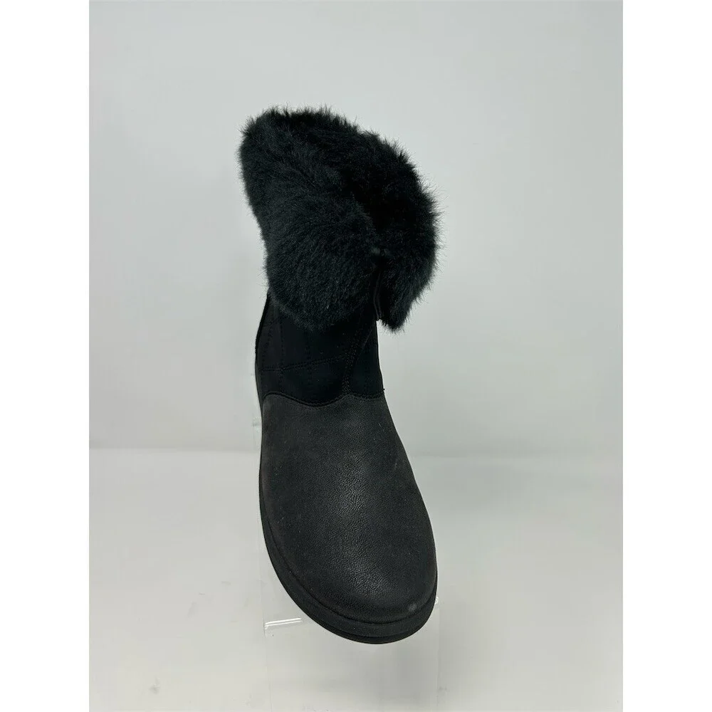 Clarks Cloudsteppers Cabrini Reef Black Faux Fur Cuff Ankle Booties Size 9